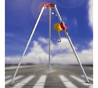 Emergency 3-Point Tripod for Tight Spaces, Aluminum Safety Equipment with 98ft Cable & Leg Support, Perfect for Manhole, Well Rescue Operations