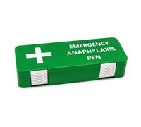 Emergency Anaphylaxis Pen Storage Case - Compatible with EpiPen® in Protective Plastic Carrier, Hard Protective Storage Case, Green