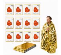 Emergency Blankets 12 Pack, 160 x 210 cm Mylar Thermal Foil, Gold/Silver | Waterproof, windproof and reflective, folds to 8 x 10 cm, approx. 60 g each, ideal for camping, car kits and first aid