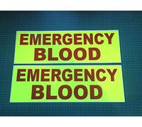 Emergency Blood Magnet Magnetic SERV Blood bikers Bikers Dayglo yellow and Red decal Screen Transportation Transfusion choose your size (460x150mm x 2)