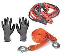 Emergency Break Down Kit - Tow Strap/Rope - Jump Leads - Free Premium Work Gloves - In Carry Case