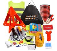 Emergency Breakdown Kit, 76 in 1 Multifunctional Roadside Assistance Car Breakdown Kit with Jumper Cables, Tow Rope, Triangle, Flashlight, Safety Hammer, etc