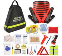 Emergency Breakdown Kit, 76 In 1 Multifunctional Roadside Assistance Car With Jumper Cables, Tow Rope, Triangle, Flashlight