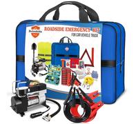 Emergency Car Kit,Roadside Emergency Tool Kit for Vehicle Truck with Air Compressor Jumper Cable First Aid Kit,Winter Auto Road Side Kit Women Men Car Travel Safety Assistance Survival Essentials Kit