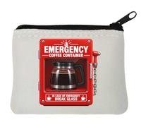 Emergency Coffee Container for Urgent Needs Neoprene Coin Purse Pouch 10x11cm White