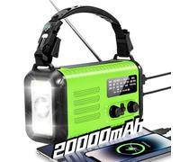 Emergency Crank Radio, 20000mAh / 74000mWh Solar Hand Crank Weather Radio with NOAA/AM/FM, Battery Powered Radio with Cell Phone Charger, Reading Lamp, Flashlight & SOS for Emergencies/Home
