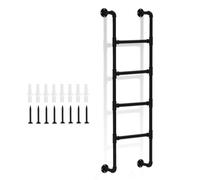 Emergency Egress Ladder for Window Well, 330Lbs Load Black Metal Loft Bed Ladder Iron Round Pipe Bunk Bed Wall Mounted Ladder Indoor Outdoor Climladders - Size Customizable/2.2M/7.2Ft/87In