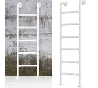 Emergency Egress Ladder for Window Well, Industrial Wrought Iron Climbing Ladder, Wall Mounted Metal Step Ladder for Home and Outdoor Use