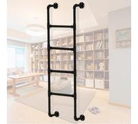 Emergency Egress Ladder for Window Well Metal Library Loft Bed Ladder Wall Mounted, Black Steel Round Tube Bunk Bed Ladder Indoor Outdoor Climladders - Customizable Size/2.2M/7.2Ft/87In