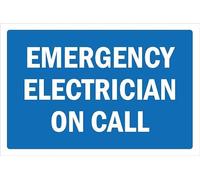 Emergency electrician on call - Self adhesive sticker (200mm x 150mm)