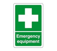 Emergency equipment - safety sign, health & safety signage, workplace safety, High tack self-adhesive sticker (300mm x 200mm) Viewing Distance within 7m.