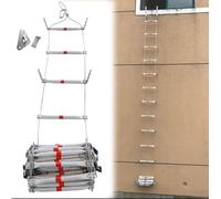 Emergency Escape Ladder, 3-10 Story Fire Escape with Aluminum Alloy Construction, 65FT/20M Wire Climbing Rope for High-altitude Operations, Flame Resistant and Easy to Store