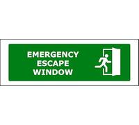 Emergency Escape Window | 30cm x 10cm | Green - Vinyl Sign for Fire Safety, Workplace Compliance, Commercial Buildings, Emergency Exits