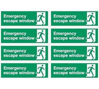 Emergency escape window sign - 150x50mm pack of 8 stickers on A4 sheet