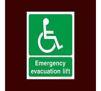 Emergency Evacuation Lift Sticker/Self Adhesive Sign - Fire, Push Bar/Pad, Disabled Fire Exit, Assembly, Break Glass, Lift - (EE61)