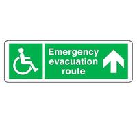 Emergency Evacuation Route arrow up - safety sign - 1.2mm Rigid plastic for indoor/outdoor usage (600mm x 200mm) Viewing Distance within 14m.