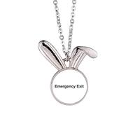 Emergency Exit Black Symbol Pattern Rabbit Necklace Pendant Bunny Animal Jewelry Gift