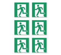 Emergency Exit (Left) Rescue Sign E001 - DIN EN ISO 7010 / ASR A1.3 - Sticker 5cm - Pack of 6