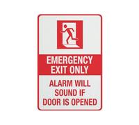 Emergency Exit Only Alarm Will Sound Sign Warning Sticker-Security Sign Outdoor Sign 12 X 8 Inches