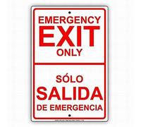 Emergency Exit Only SÓLo Salida De Emergencia English Spanish Dual Language Safety Outdoor Courtyard Decoration Sign 8X12 Inch