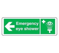 Emergency Eye Shower arrow left - safety sign - 1.2mm Rigid plastic for indoor/outdoor usage (600mm x 200mm) Viewing Distance within 14m.