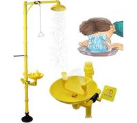 Emergency Eye Wash and Shower Station, Dual Spray First Aid Eyewasher with Triangle Pull Rod and Push Plate for Lab Safety