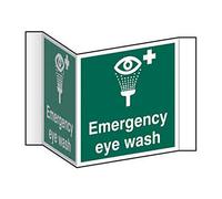 Emergency Eye Wash Location 3D Projection Sign - Green/White, Self-Adhesive Mounting Strips, Double-Sided W200mm x H200mm, Workplace & Laboratory Safety Marker