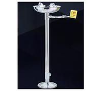 Emergency Eye Wash Station Pedestal Mounted Eyewash Station with Eye Wash Sign 304 Stainless Steel Eye Washer for Factory Office Lab and Industrial Use(Natural color,Basic)