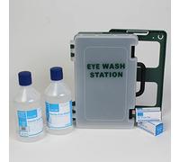 Emergency Eyewash Wall Station Cabinet with 2 x 500ml Bottles & 2 x Eyepads