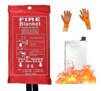 Emergency Fire Blanket,Fiberglass Fire Blanket 1.8m x 1.2m for Kitchen Home,Commercial Use,With gloves,Hooks Fire Blankets British Standard Large Fire Blanket for Kitchen Fireproof Safety Blanket