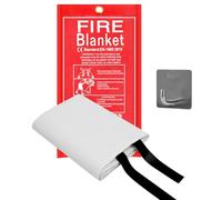 Emergency Fire Blanket for Home and Kitchen - 1 Pack W/Hooks 1m X 1m Flame Suppression Upgraded Silicone Coated Fibreglass Fire Blankets for House Camping Caravan Office Warehouse