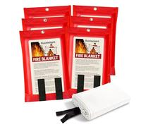 Emergency Fire Blanket for Home and Kitchen Safety - 100% Glass Fibre 102 x 102 cm Fire Blanket for Kitchen, Car, Office and School - Fire Blankets British Standard UK (6 Pcs)