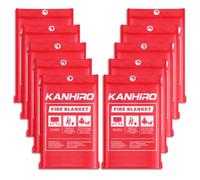 Emergency Fire Blanket for Home Kitchen - KANHIRO Fiberglass Fire Suppression Blanket Great for School, Fireplace, Grill, Car, Office, Warehouse (10 Pack, 39 in X 39 in)