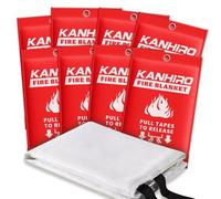 Emergency Fire Blanket for Home Kitchen - KANHIRO Fiberglass Fire Suppression Blanket Great for School, Fireplace, Grill, Car, Office, Warehouse (8 Pack, 39 in X 39 in)