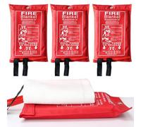 Emergency Fire Blankets for Home, Fiberglass Fire Resistant 1m x 1m Blanket Soft Case, Kitchen Fire Blanket, Fire Safety Blanket Quick Unfolding With Loops for Home, Office
