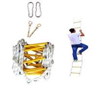 Emergency Fire Escape Ladder with 2 Hooks,Flame Resistant, Anti-Slip Safety Rope Ladder for Balcony 3-7 Story Homes, Reusable and Portable, Easy to Use & Store for Adults and Kids(26FT/8M)