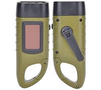 Emergency Flashlight Hand Crank, Rechargeable Dynamo Flashlight Emergency Light LED Solar Portable Camping Lamp Replacement for Climbing, Hiking, Outdoor (OD Green)