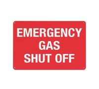 Emergency Gas Shut Off Sign 12 X 8 Inches Reflective Aluminum Metal Warning Signage With Symbol For Indoor Outdoor Use