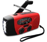 Emergency Hand Crank Radio for Outdoor Adventures, Portable Weather Radio with Bright LED Flashlight, Power Bank Phone Charger, USB Charged & Solar Po