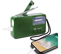 Emergency Hand Crank Solar Radio with LED Flashlight & Phone Charger, AM/FM Weather Radio, SOS Alarm, 4 Charging Methods, USB Rechargeable, Portable for Camping, Hiking, Outdoor Survival (Green)