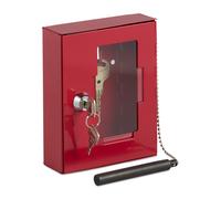 Emergency Key Box Cabinet Hammer Lockable School Office Fire Safety Red Metal