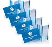 Emergency Medical Alert Informations ID Wallet Cards with Protective Tyvek Sleeves - Recognizable Star of Life Symbol for First Responders, Pocket Size, Pack of 4