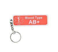 Emergency Medical Alert Keyring Durable Medical ID Keychain for Allergies Diabetes Epilepsy & More Lightweight Medical Symbol Key Tag for Safety & Emergency Identification (AB+)