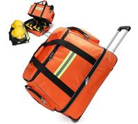 Emergency Medical First Aid Kit, Rolling Bag with Wheels, Telescopic Pull Rod, Shoulder Strap, and Organizational Design for Home Health and Medical Professionals