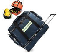 Emergency Medical First Aid Kit, Rolling Bag with Wheels, Telescopic Pull Rod, Shoulder Strap, and Organizational Design for Home Health and Medical Professionals