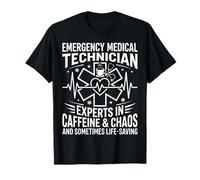 Emergency Medical Technician Caffeine Chaos Heartbeat Design T-Shirt