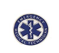 Emergency Medical Technician Round Lapel Pin Badge Brooch (Blue)