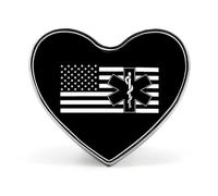 Emergency Medical Technicians U.S.A. Flag Custom Brooch Pin Heart Lapel Pins Tie Suit Dress Accessories for Men Women Wedding Birthday