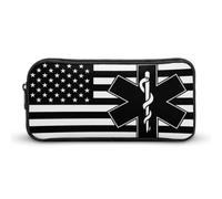 Emergency Medical Technicians U.S.A. Flag Funny Pen Case Pencil Large Pouch Stationery Bag Makeup Cosmetic Organizer for Men Women