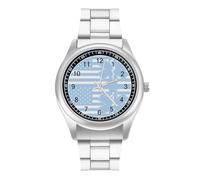 Emergency Medical Technicians U.S.A. Flag Personalized Quartz Watch Stainless Steel Wrist Watches with Arabic Numerals for Men Women